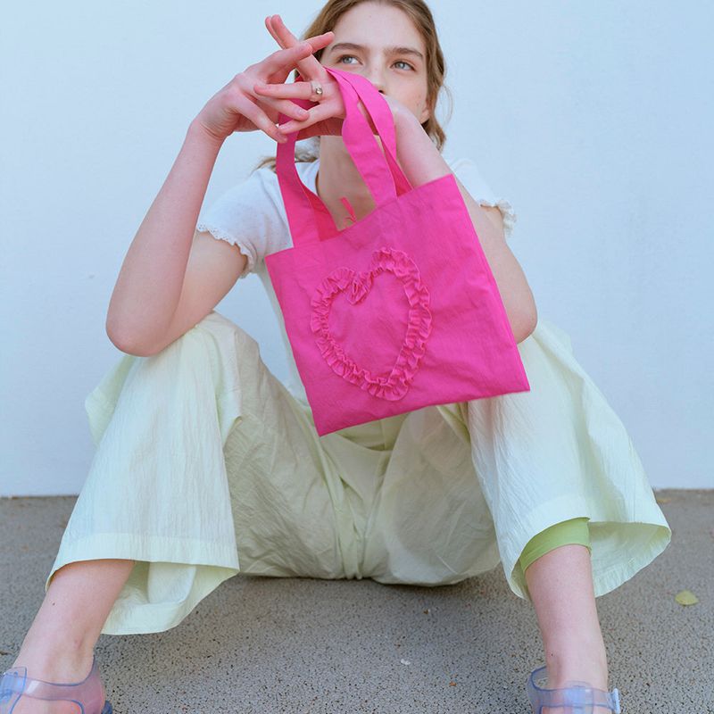 FRILL HEART MINI BAG, FUSCIA