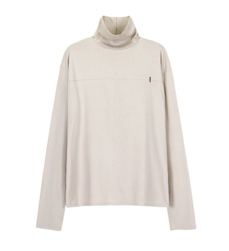 back button long sleeve chest tip turtle neck ivory