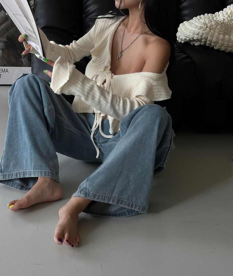 Strap Cargo Wide Jeans
