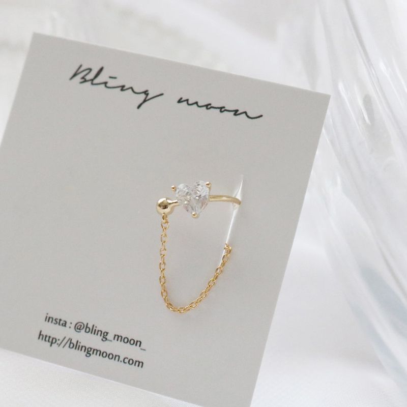 Line cubic heart ear cuff / 3 color