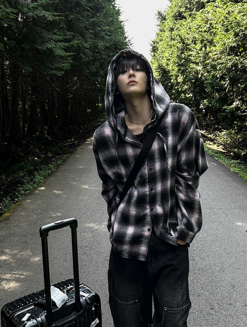 shea hooded checkered shirt