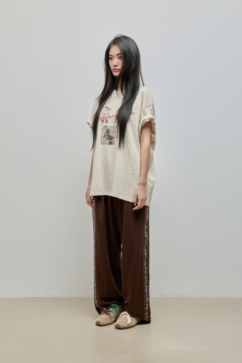 Embroidered Track Pants_Brown