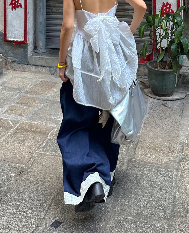 Delight-J（ディライトジェイ）の「Lace Dark Denim Banded Waist Wide Pants（Pants）」
