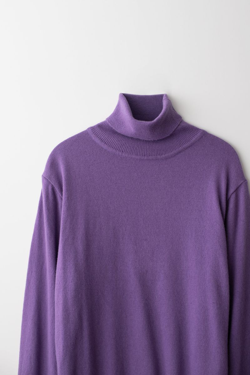 Cashmere turtle neck knit (Purple)