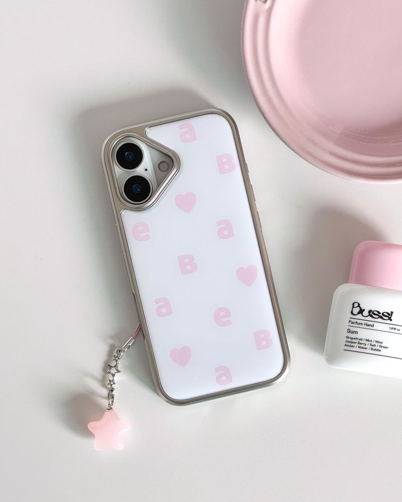 NEW LOGO White Pink Silver Epoxy Case