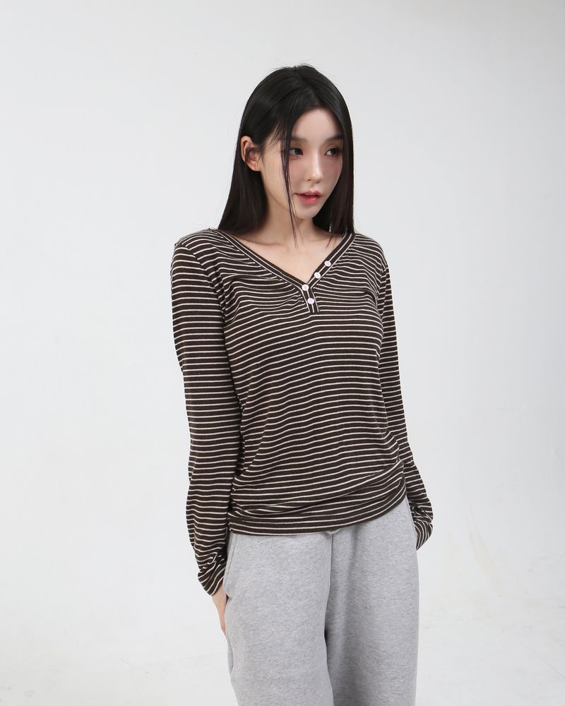 Stripe Button Slim Fit Knit