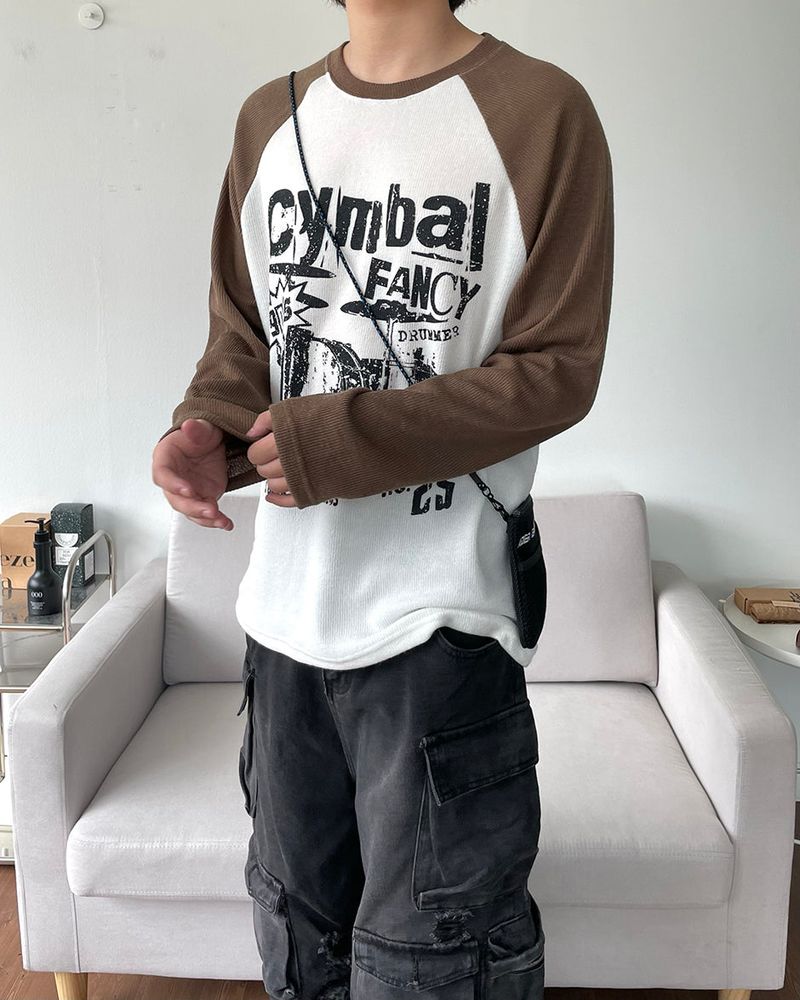 Fancy raglan knitwear T-shirt