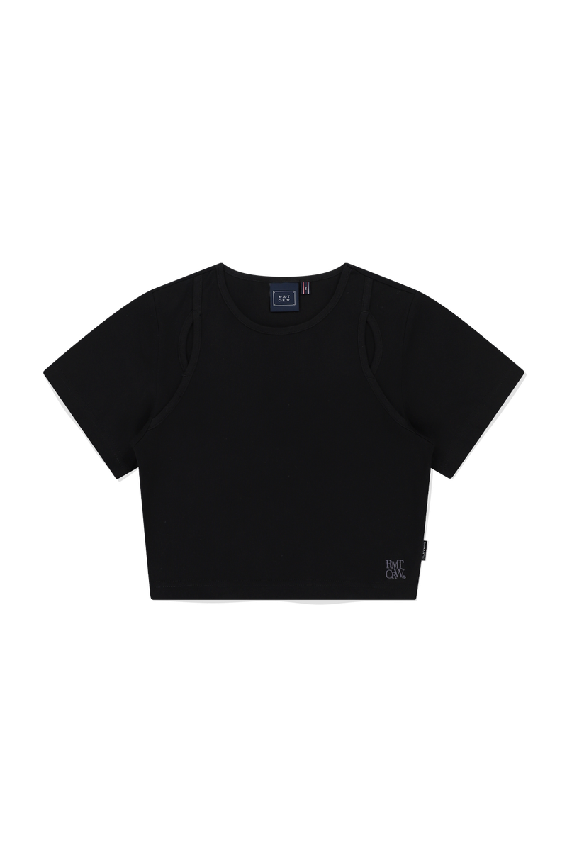 SLIT DETAIL CROP TEE SHIRT