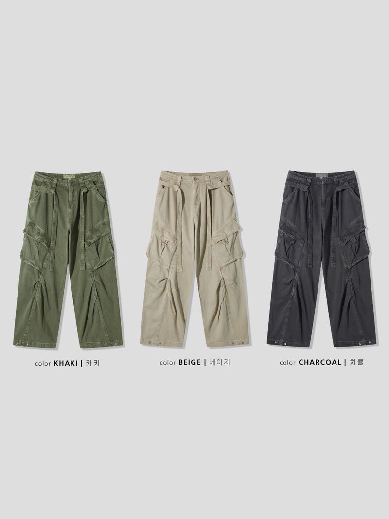LMN Maison Belted Pintuck Cargo Pants (3 colors)