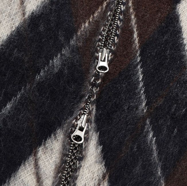 Ruel Argyle Mohair Knit Zip-Up