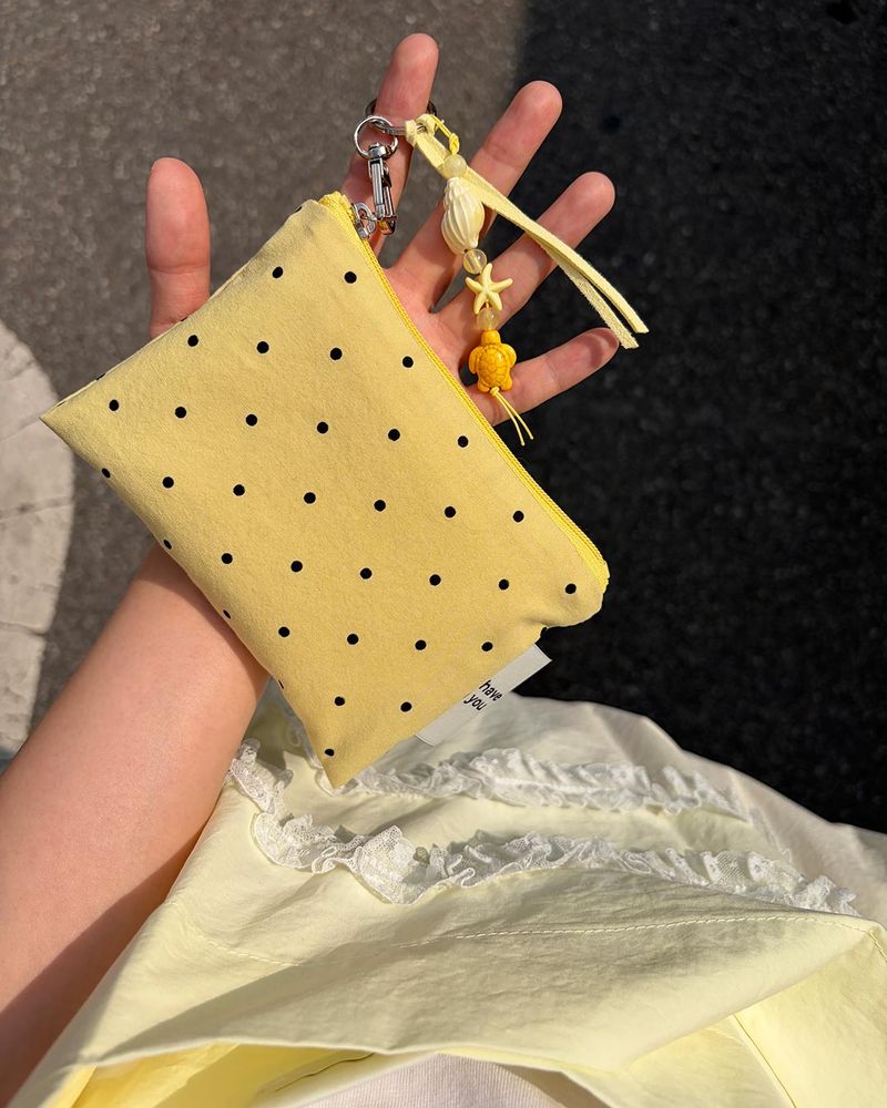 Baby dot flat pouch - yellow , S size