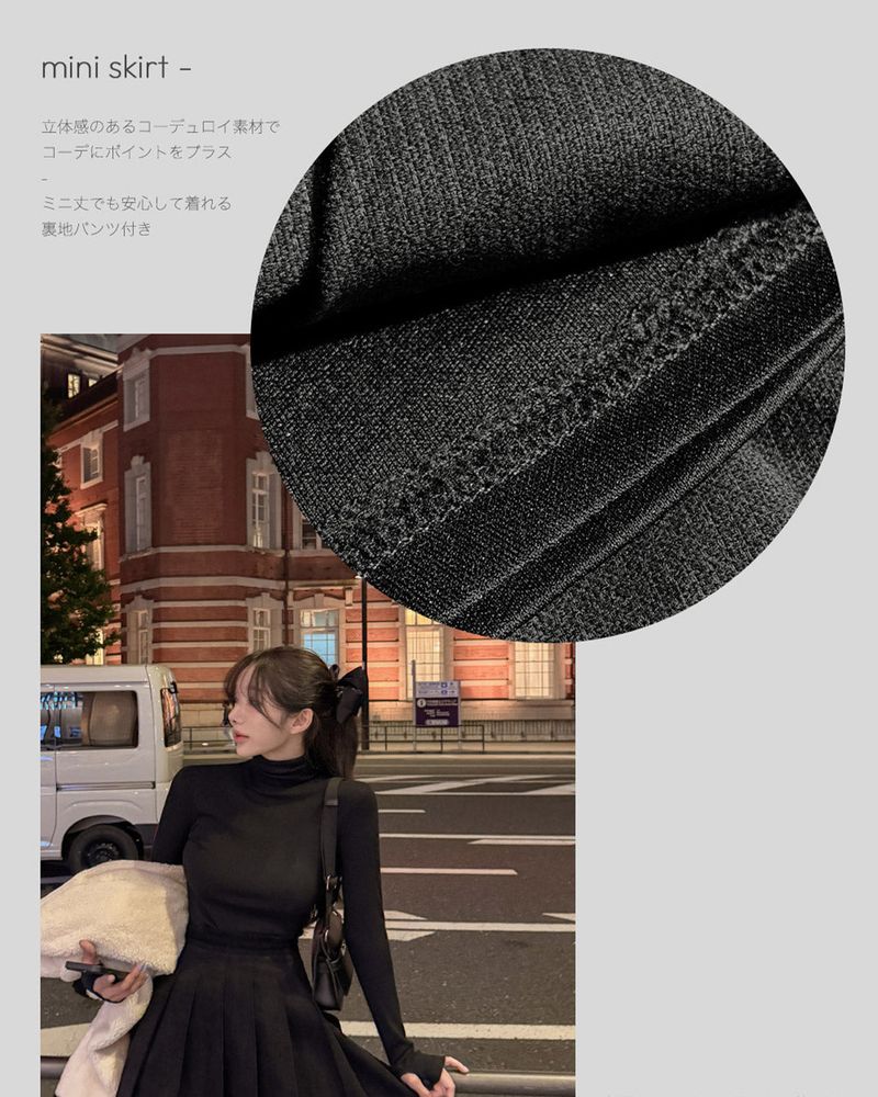 【MADE】 Corduroy pleated mini skirt