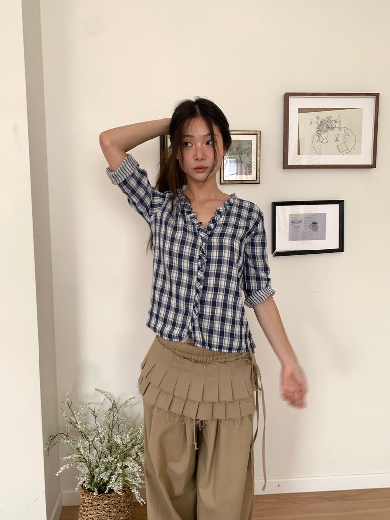 DOUBLE PLEATS LAYERED SKIRT (2C)