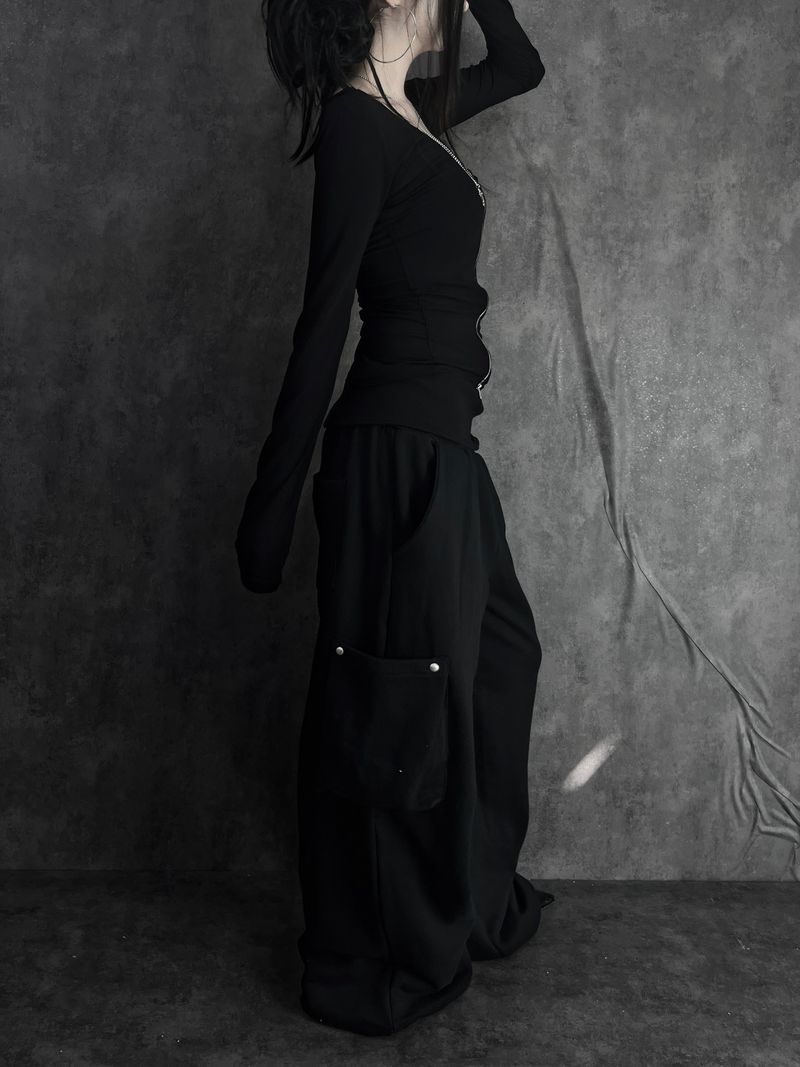 wrap waist wide pants (2color)