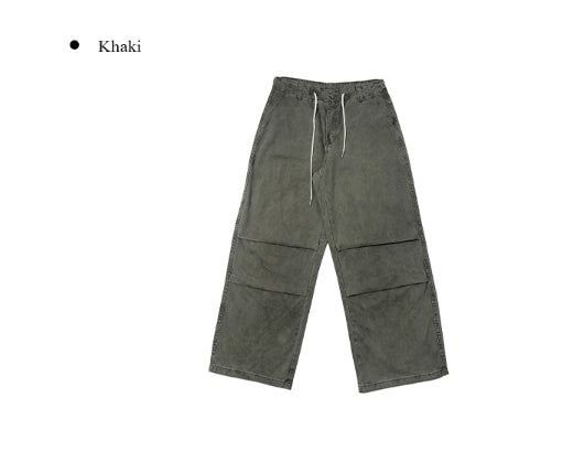 Nako String Pintuck Pocket Washing Wide Pants
