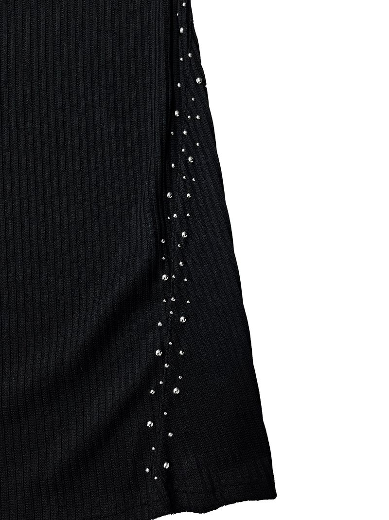 shining studded knit long skirt