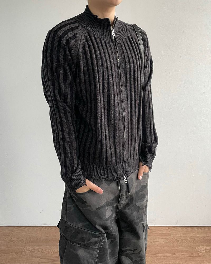 Frame Damage Knit Zip-up