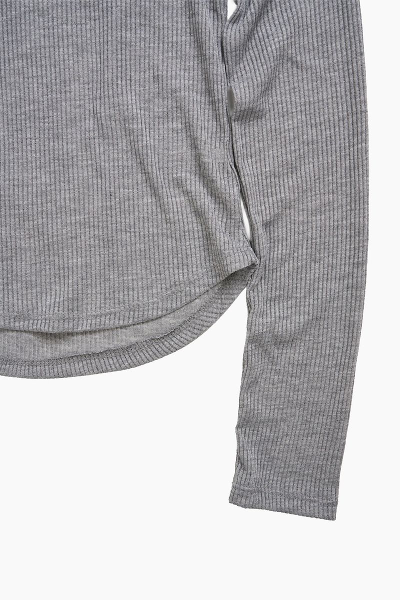 Summer U-neck Ribbed Long Sleeve