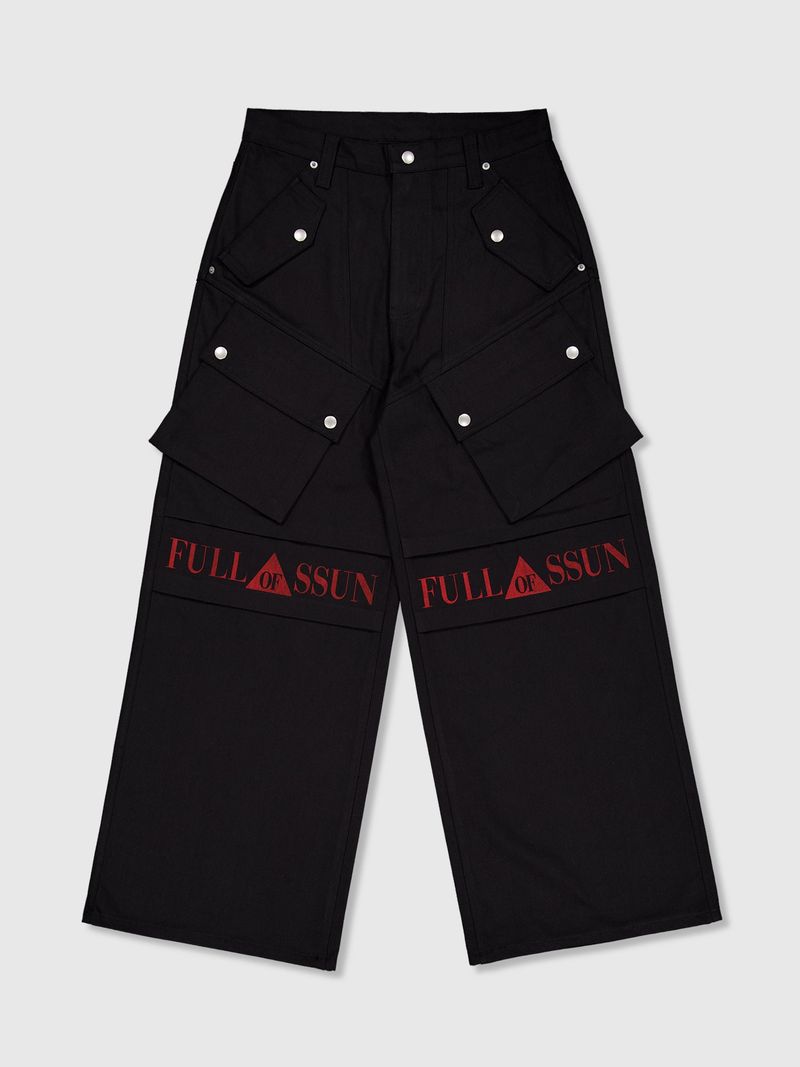 Ghost In The Shell Logo Denim Cargo Pants (Black)