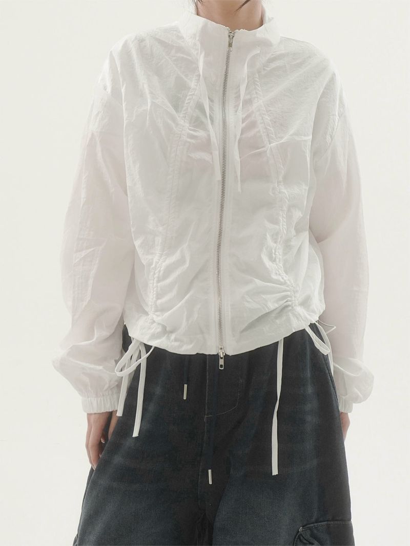 Crinkle shirring ribbon windbreaker -2C