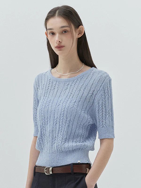 KIRSH（キルシー）の「KIRSH PLAIN BACK HOLE POINT KNIT - SKY  （Tops）」