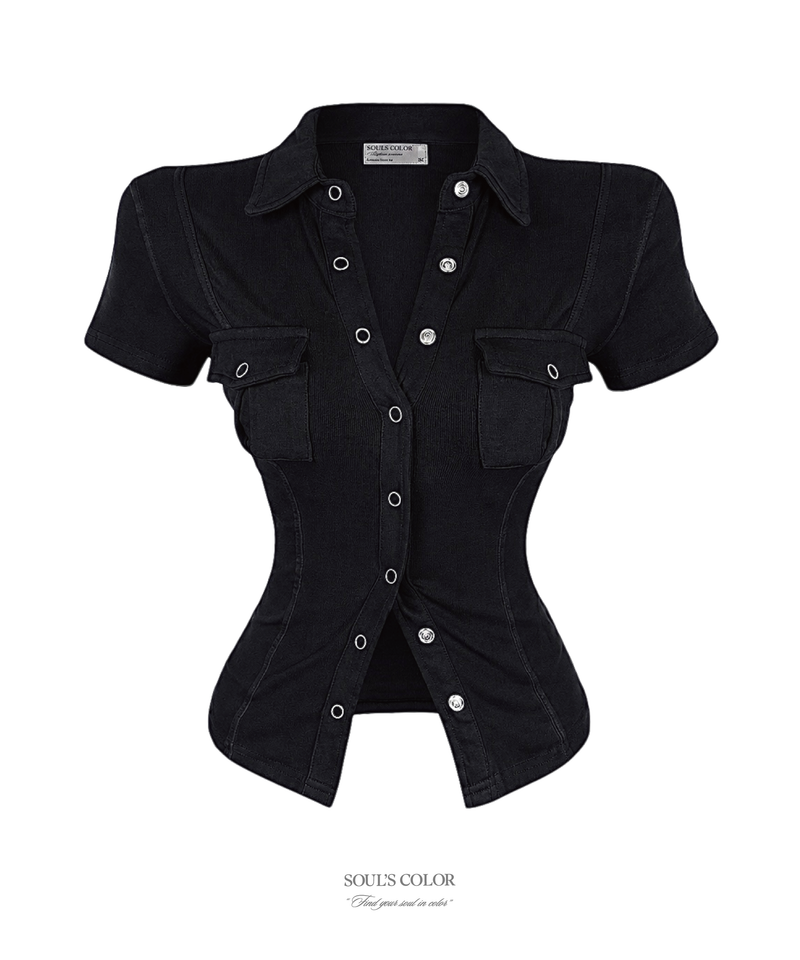 [MADE] VIVIEN SNAP POCKET SHIRT (4color)