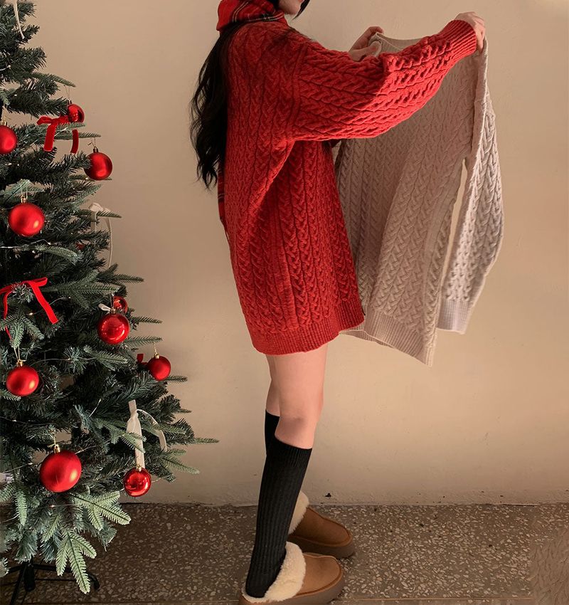 [Belied made/Cuanku] First Love Twisted Cable Knit Dress