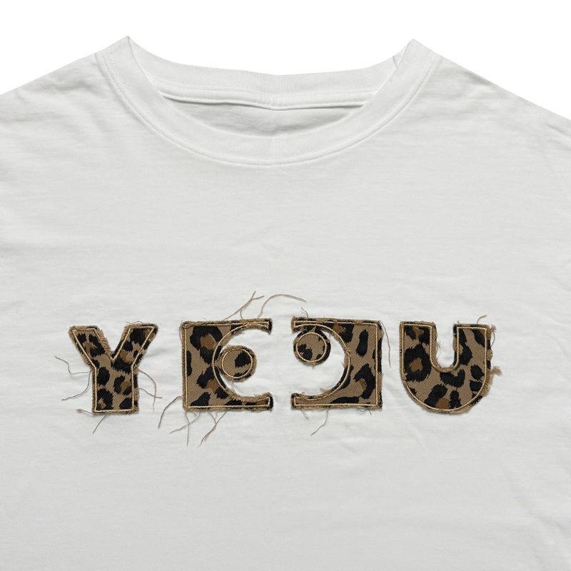W LEOPARD APPLIQUE T-SHIRT (WHITE)