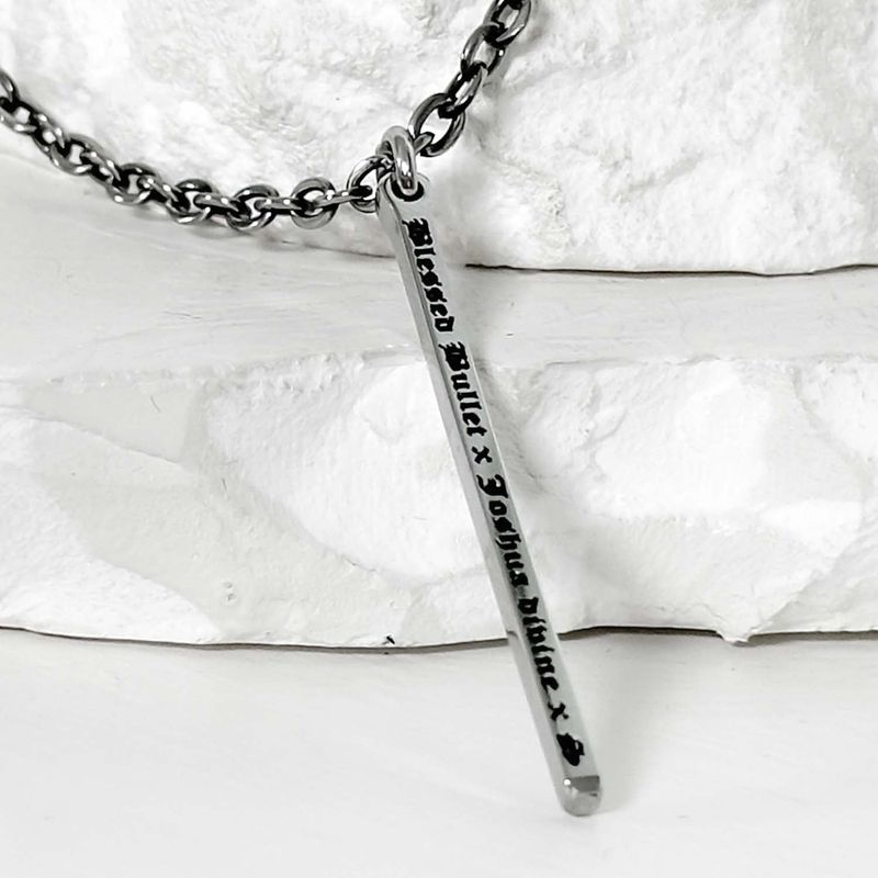 BLESSED BULLET（ブレスドブレット）の「SS-lettering bar chain necklce_black silver（Accessories）」