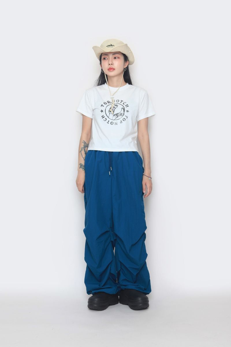 Shirring Parasuit Nylon Pants