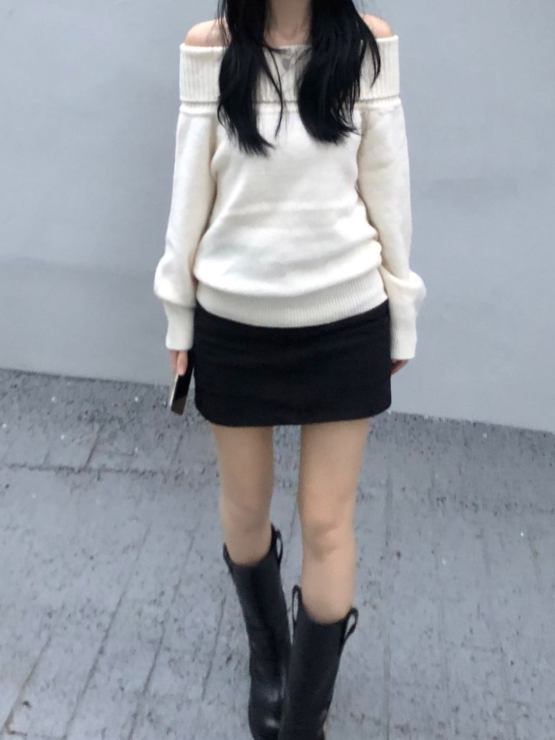 Uni Off-Shoulder Knitwear (4 colors)