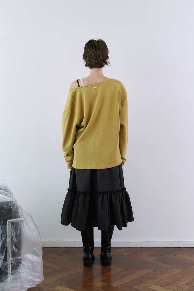 Waffle button t-shirt_mustard