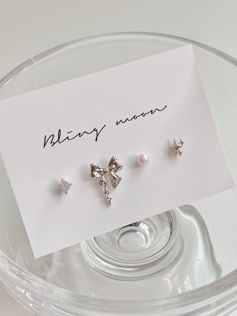 [4 set] Berry Twinkle Ribbon Piercing Set