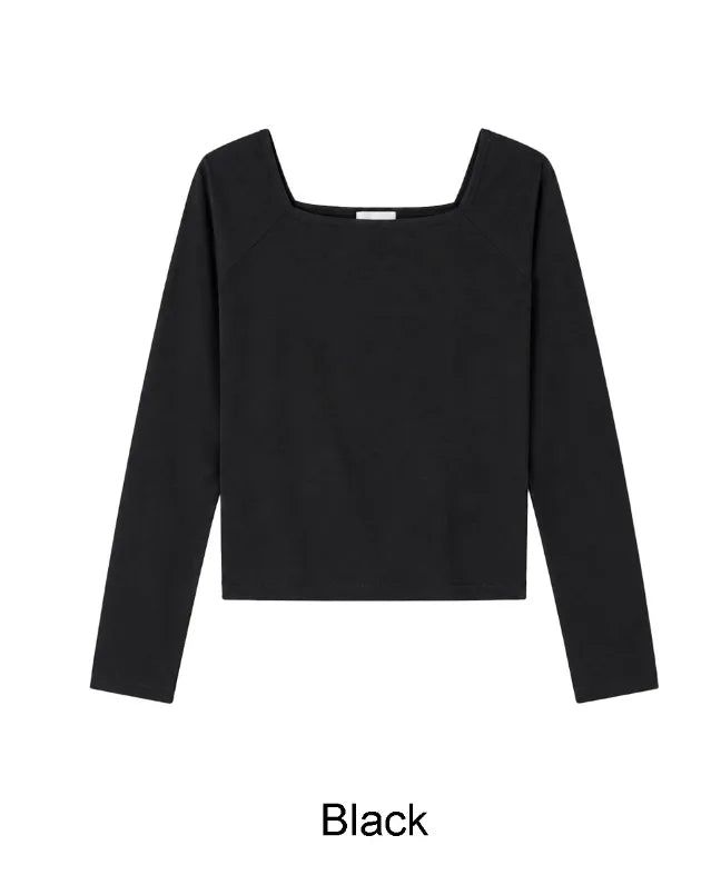 Para Off-shoulder Boat Neck Long Sleeve Tee