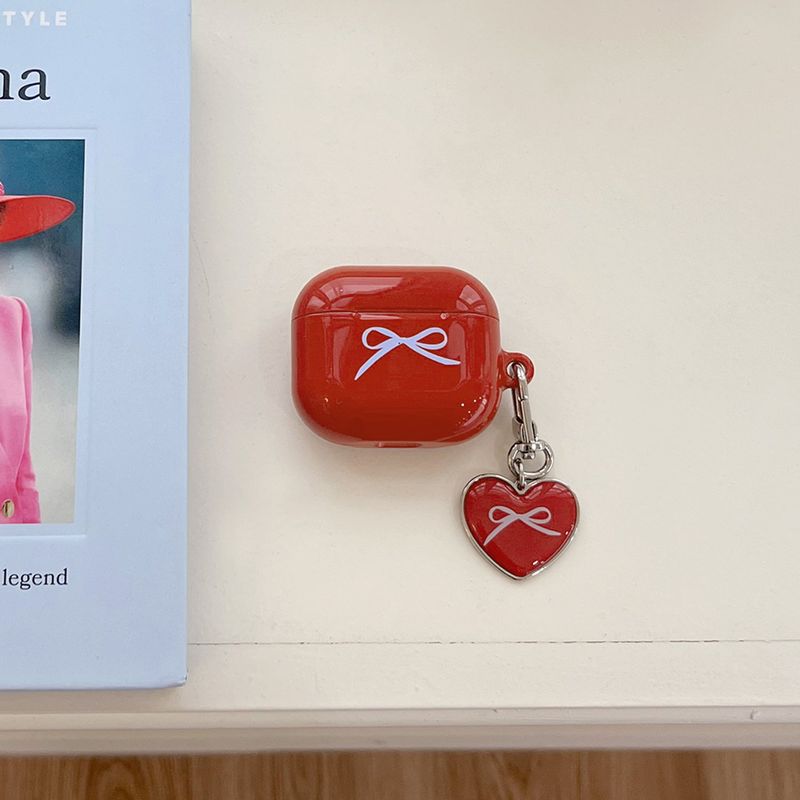 ribbon heart epoxy keyring(red)