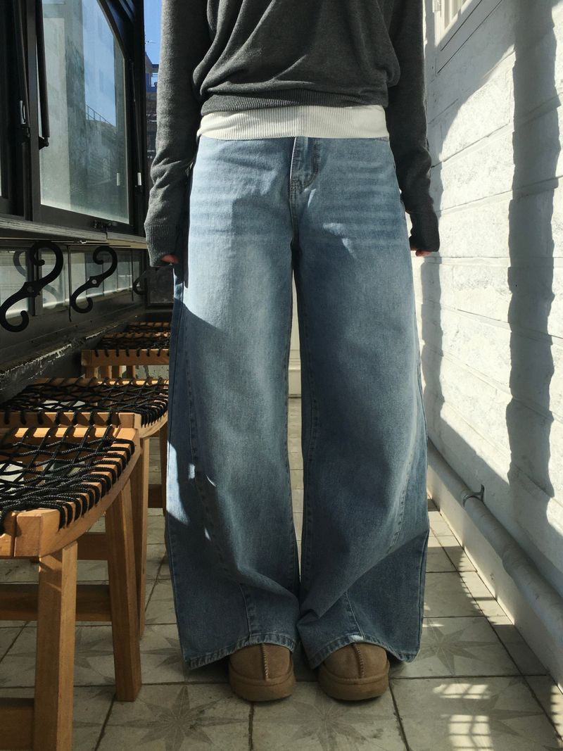 Vero Cut Washed Wide Denim (2c)