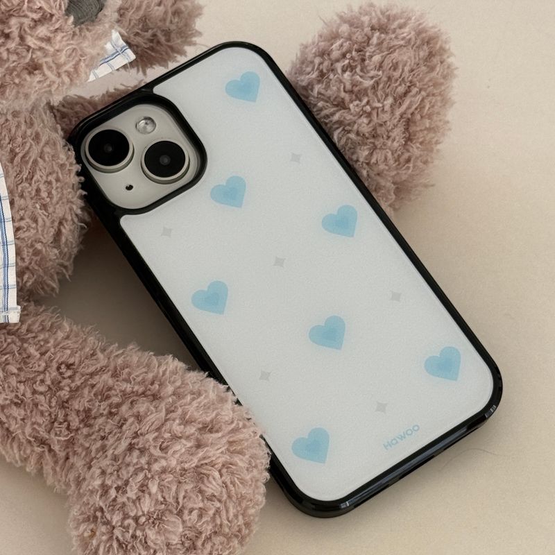 twinkle heart glossy glass bumper case (blue)