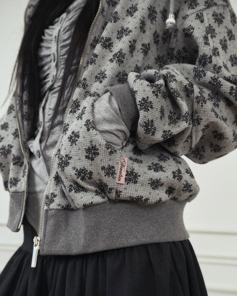 CornFlower Waffle Hooded Zip-Up