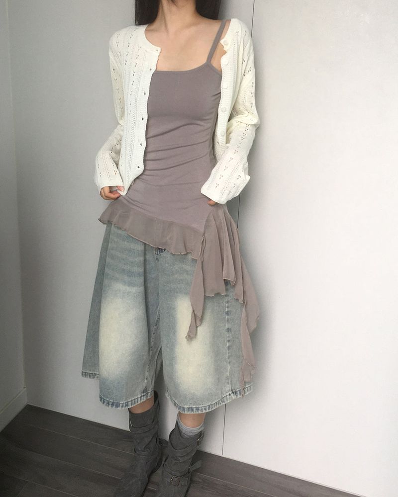 [MADE] Bezel Punching Round Knit Cardigan