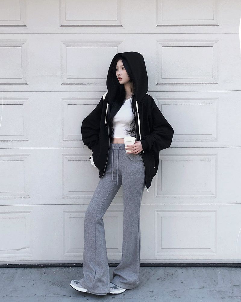 [Bellied made] Movening Color Blocking Two-Way Hooded Zip-up