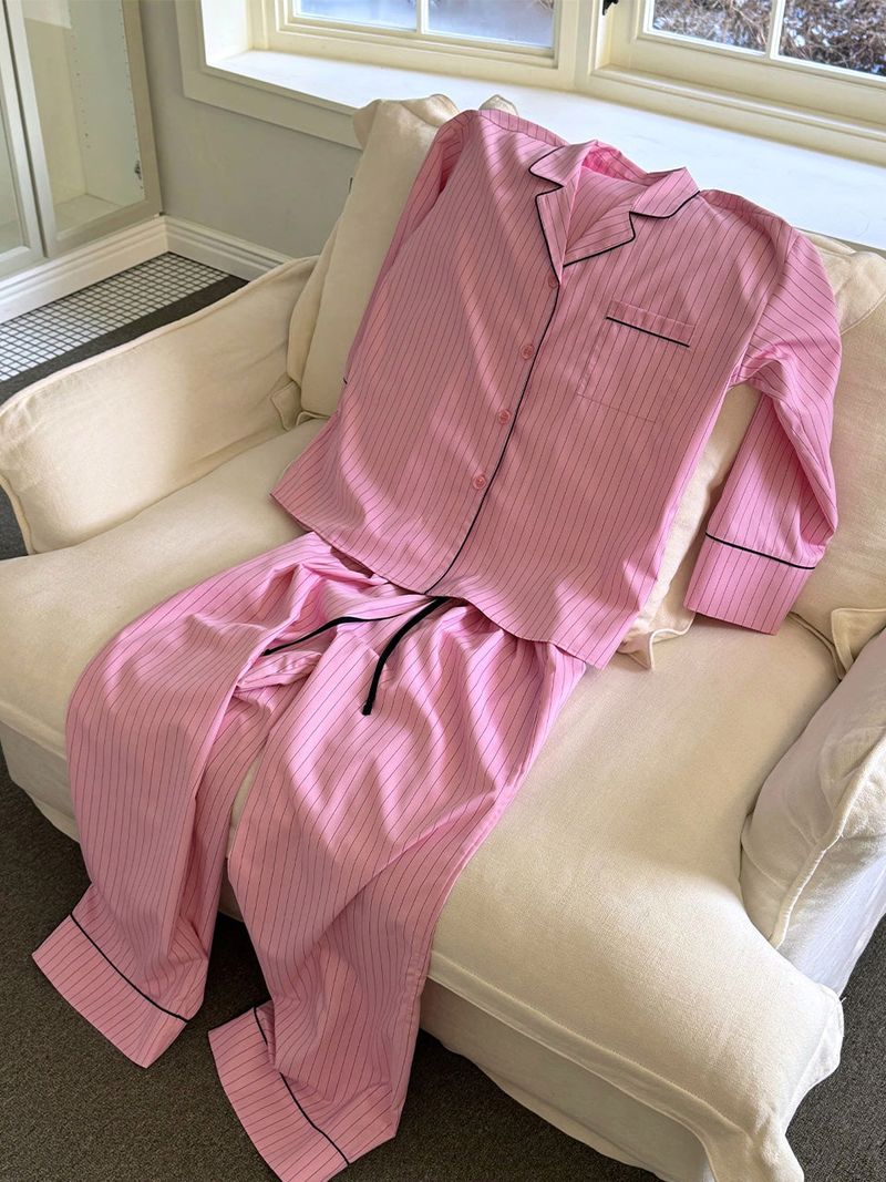 MOIFAIRE(モイフェア)の「(M)STRIPED PAJAMA SET / PINK(Tops)」