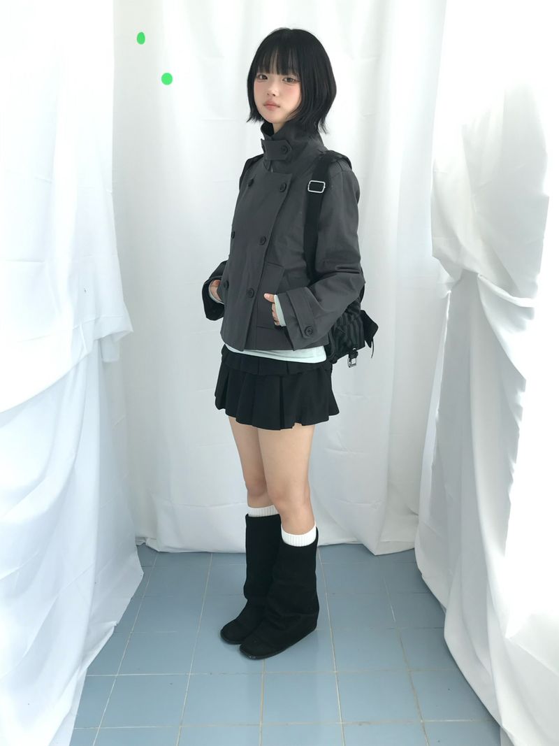 double frill pleated skirt