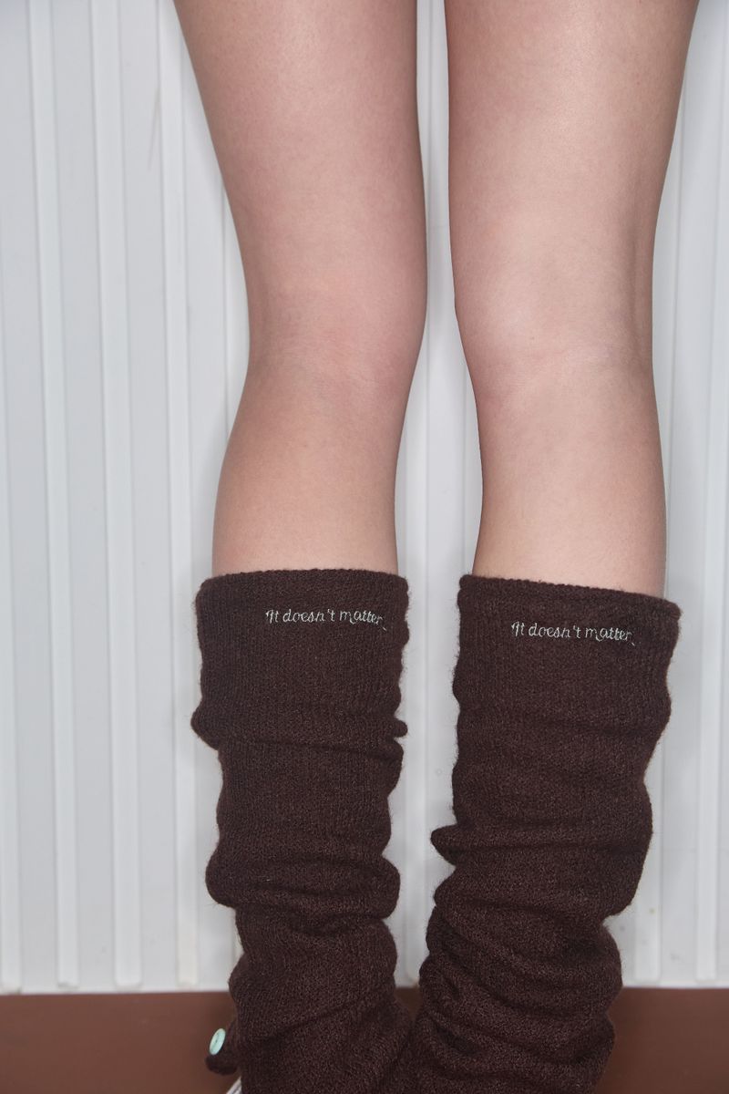 [Leg] Fuzzy button Warmer (Brown)