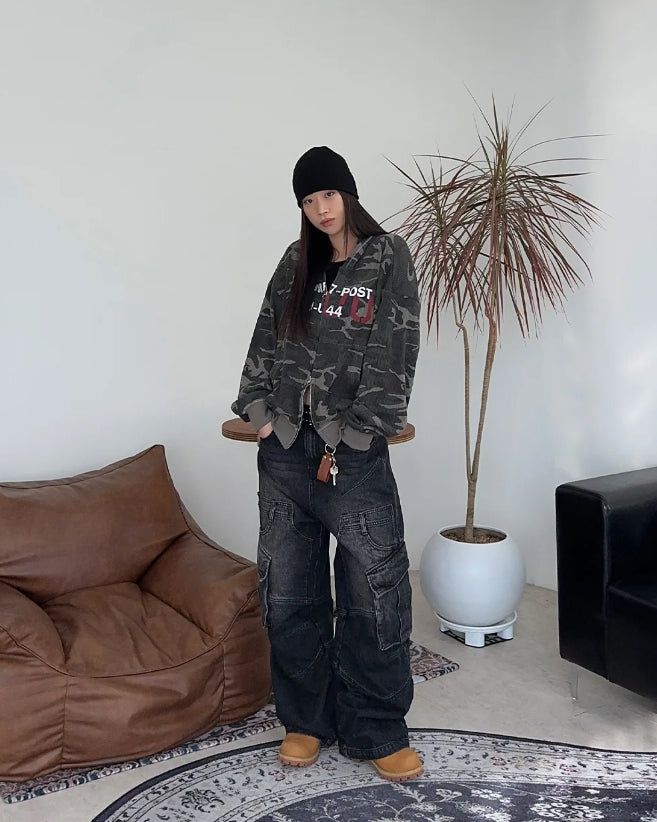 Everton Camo Waffle Hood Zip-Up