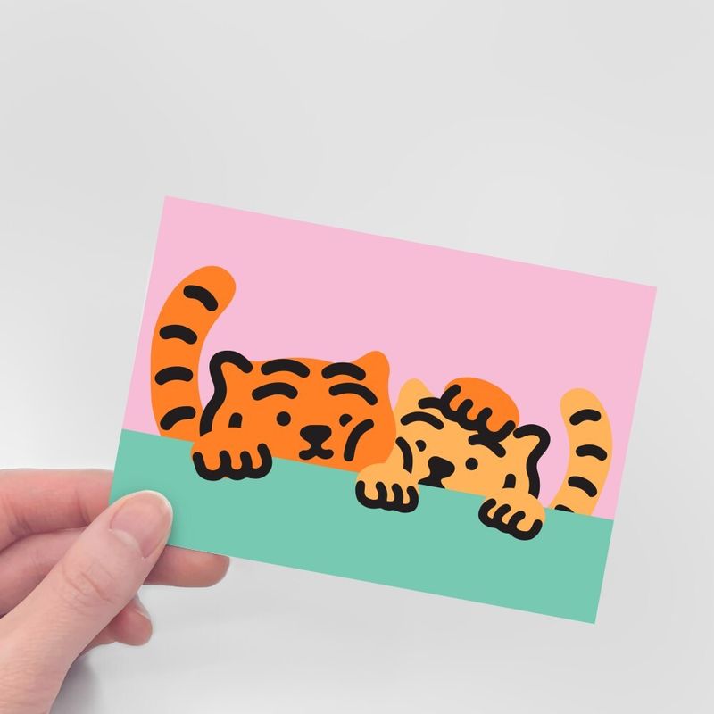 COUPLE TIGER POST CARD