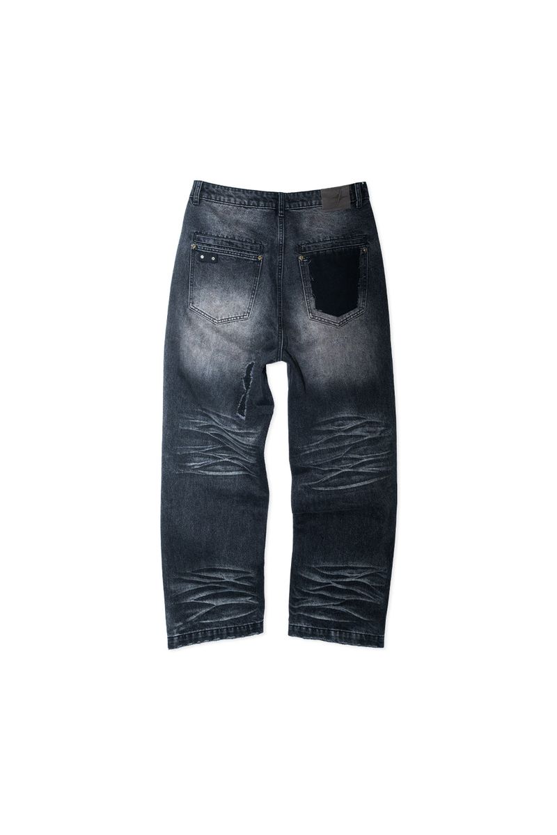 DESTROYED PAINTING WASHED DENIM (BLACK)
