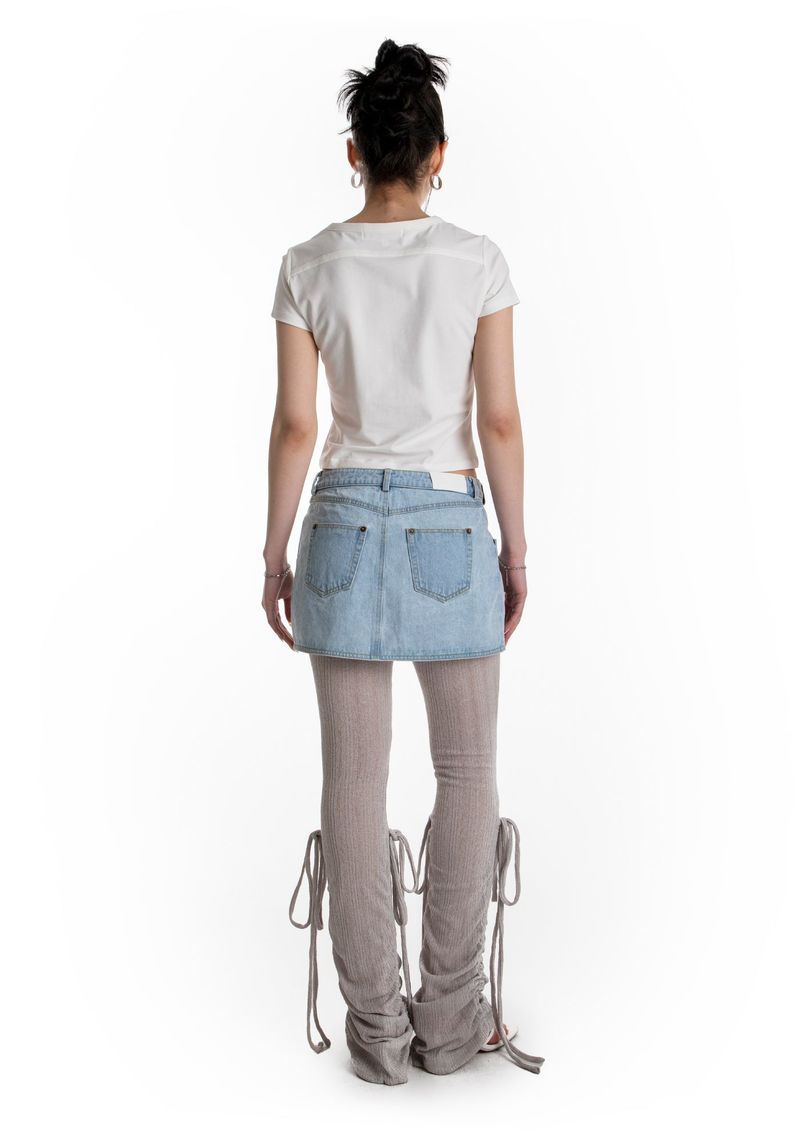 ASYMMETRIC BUTTON MINI SKIRT (BRIGHT DENIM)