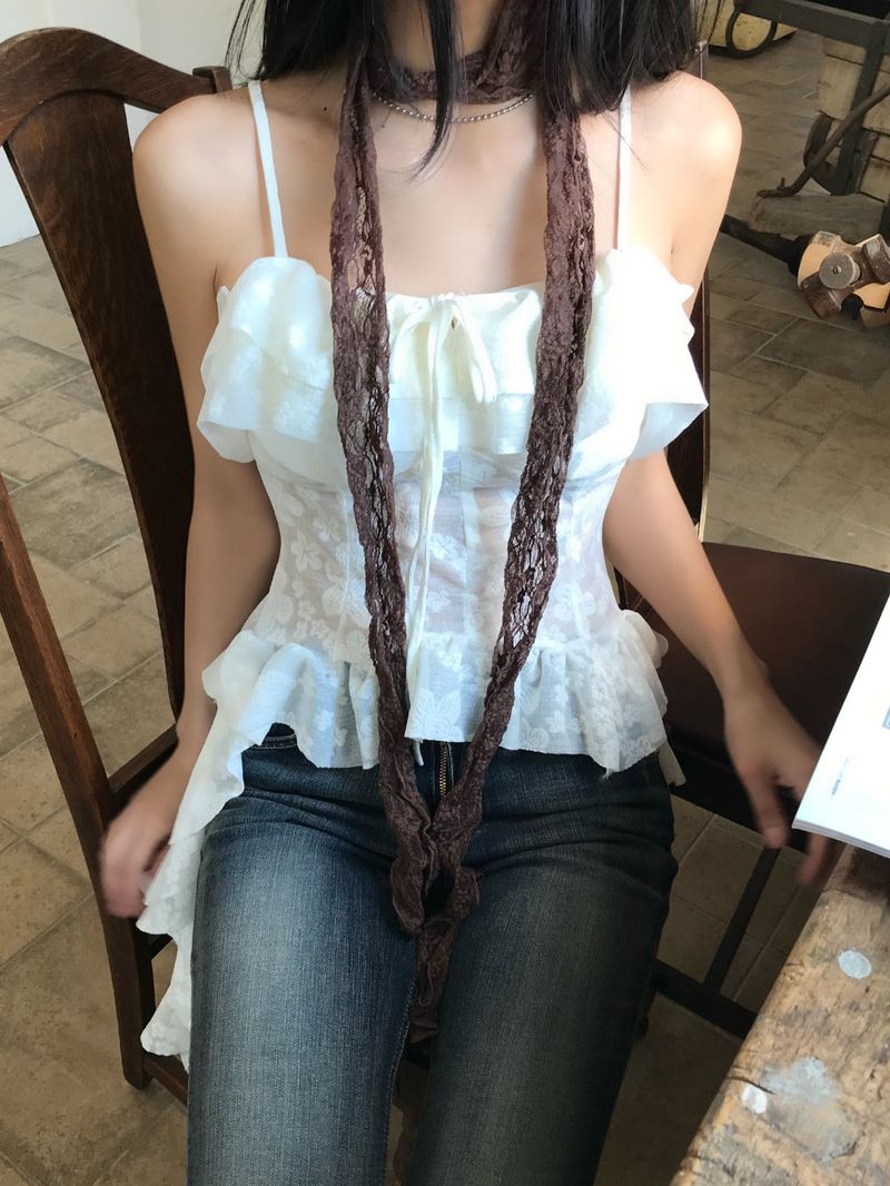 Lace Sheer Long Scarf