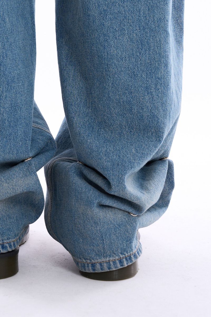 Triangle snap wide denim pants