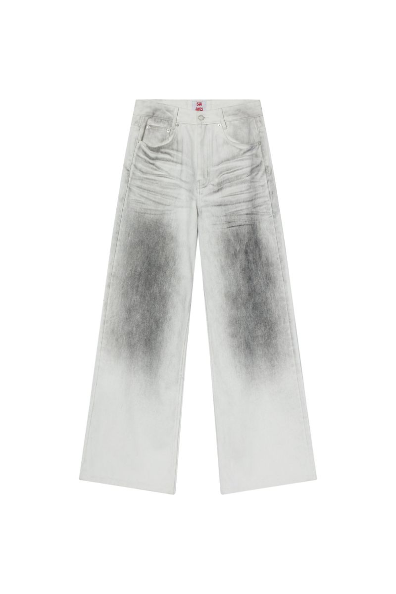 spray paint straight-leg jeans
